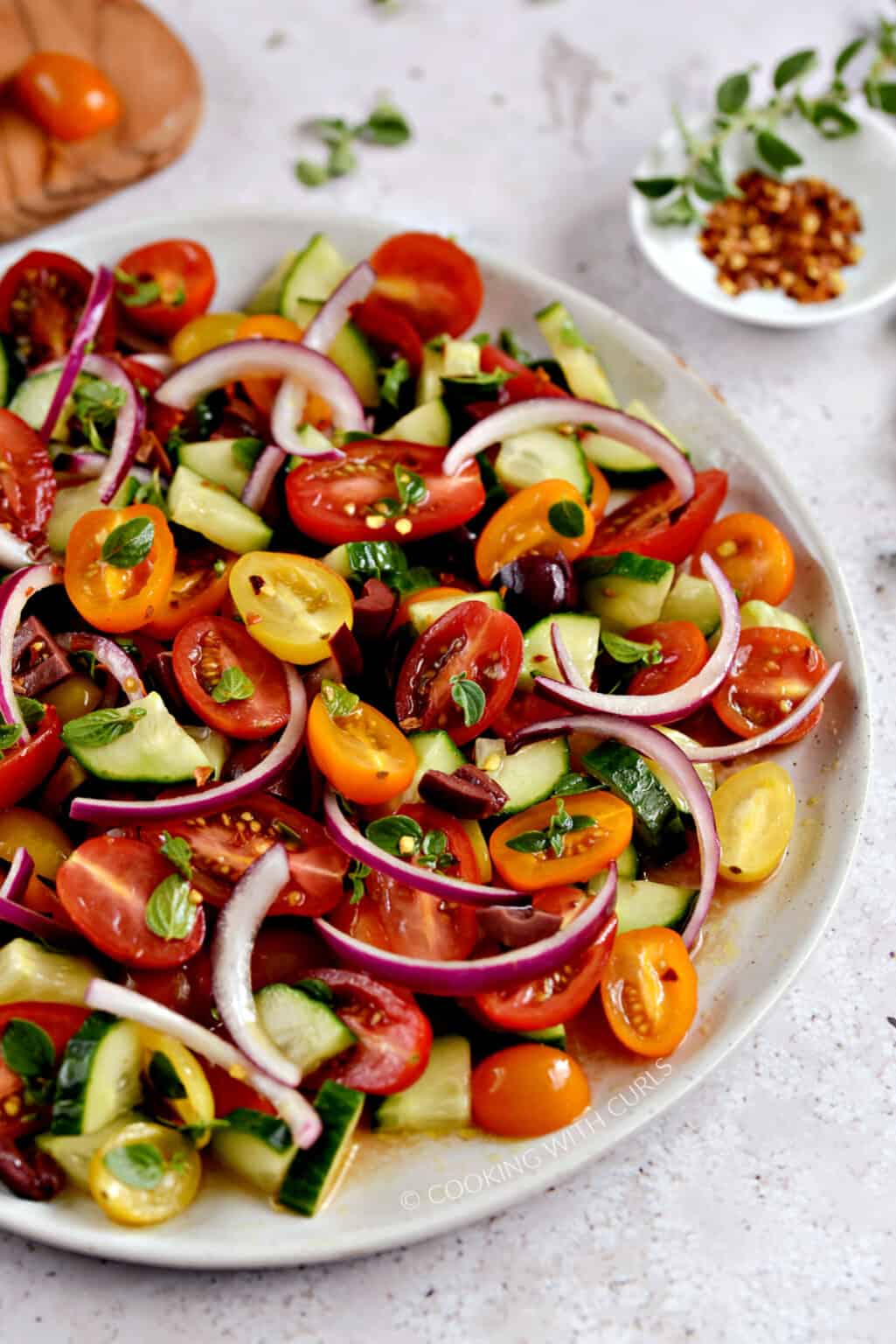 Greek Tomato Cucumber Salad Cooking With Curls