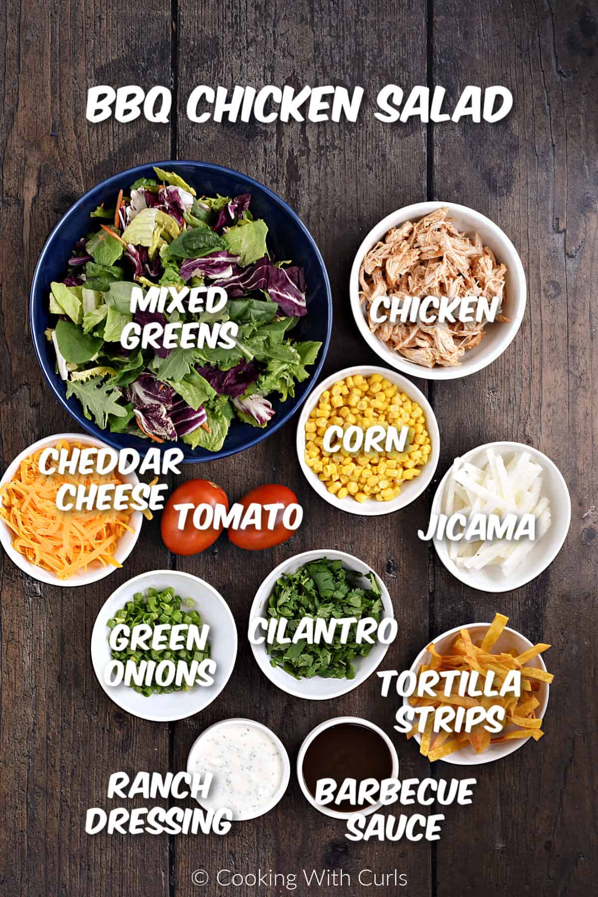 Ingredients to make BBQ Chicken Salad. 