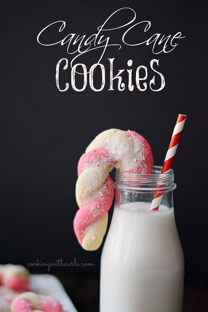 These Candy Cane Cookies have a delicate almond flavor that highlights the crushed peppermint sugar that is sprinkled on top! cookingwithcurls.com