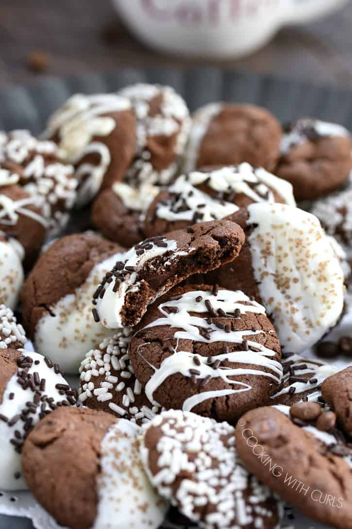 These Chocolate Mocha Cookies are crisp on the outside, chewy on the inside and loaded with flavor! cookingwithcurls.com