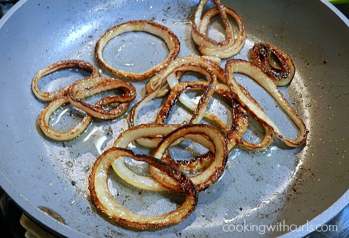 caramelized onions in a saute pan.