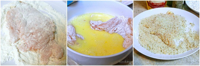 Chicken Parmesan Flour Egg Seasoned Panko cookingwithcurls.com