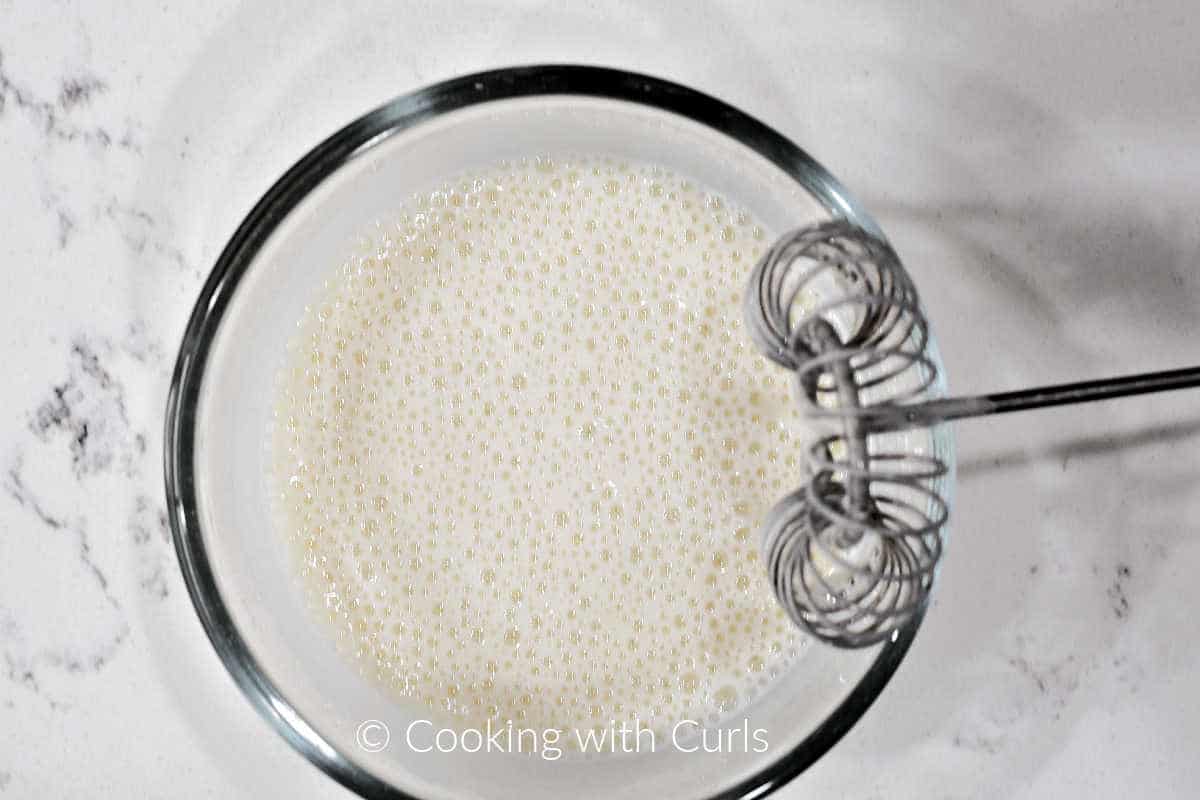 Flour and milk whisked together in a small bowl. 