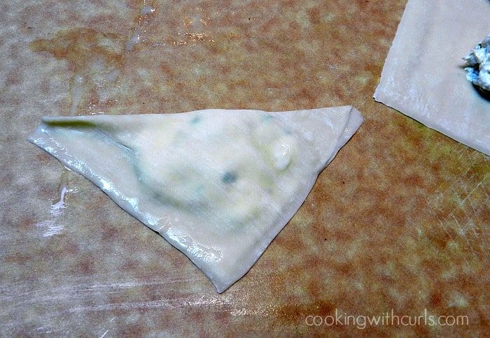Dairy-free Crab Rangoons fold cookingwithcurls.com