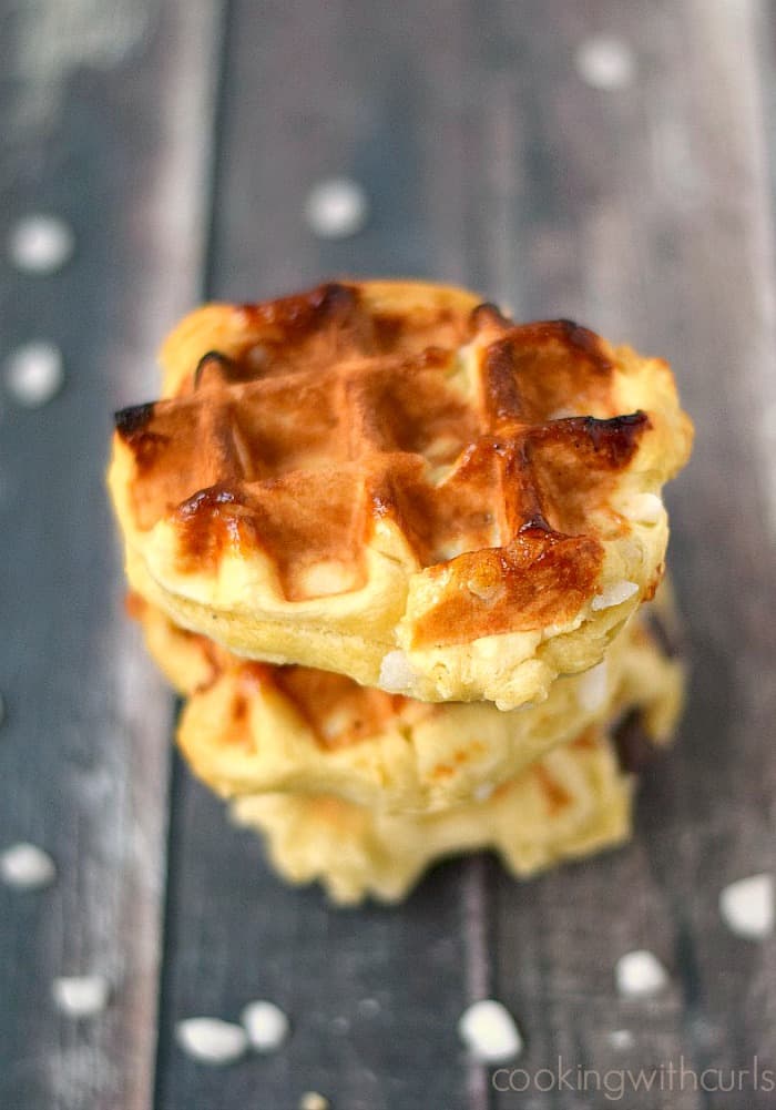 These Belgian Sugar Waffles are crispy on the outside and light and fluffy on the inside! cookingwithcurls.com