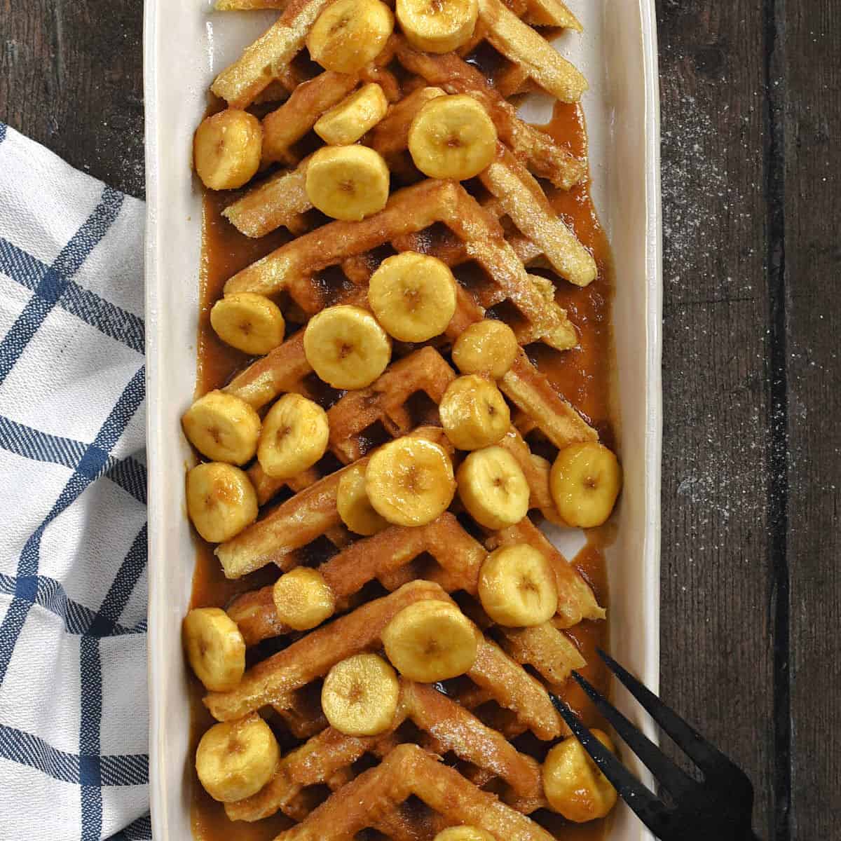 Bananas Foster Belgian Waffles