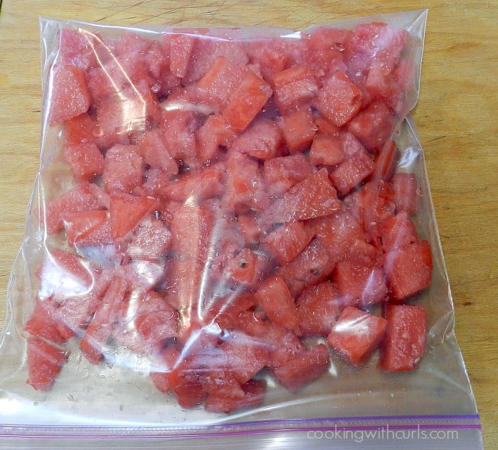 Frozen Watermelon Margarita in zipper top bag 
