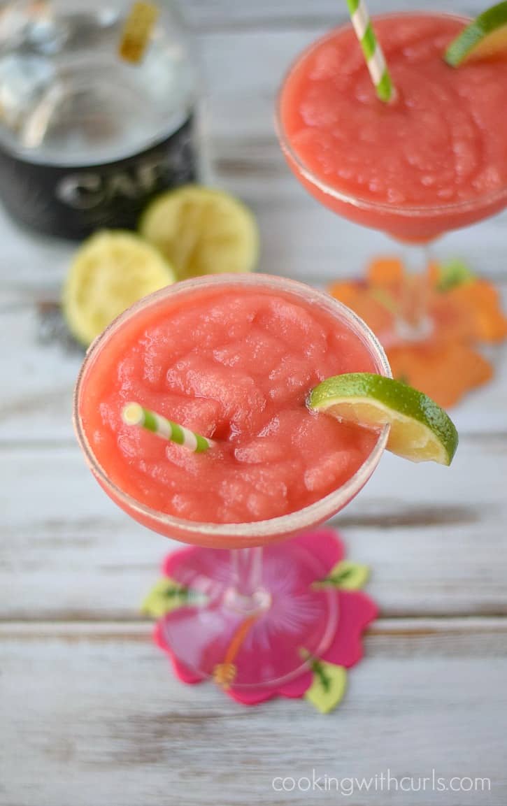 Frozen Watermelon Margaritas | cookingwithcurls.com