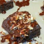These Turtle Sourdough Brownies are tangy from the sourdough, so I topped with a rich caramel and pecan turtle topping to balance them out! cookingwithcurls.com