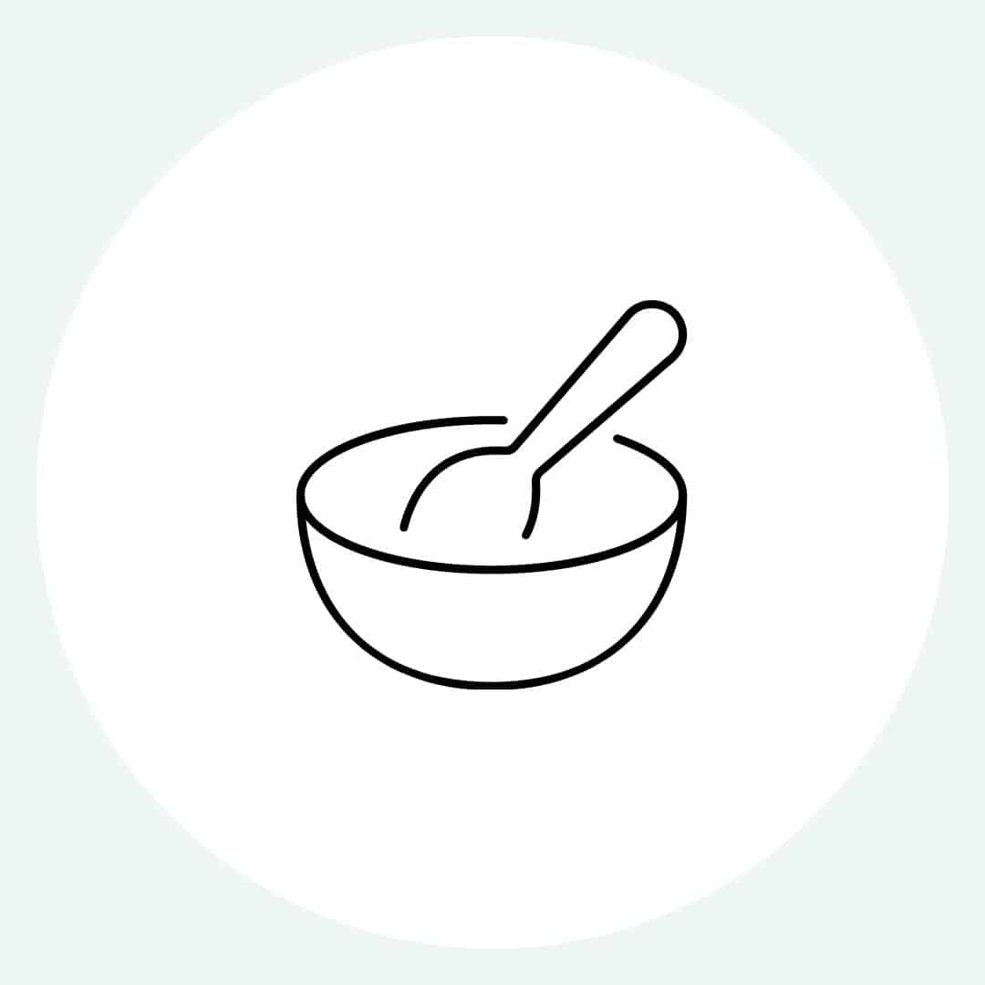 Outline of a bowl with a spoon graphic.