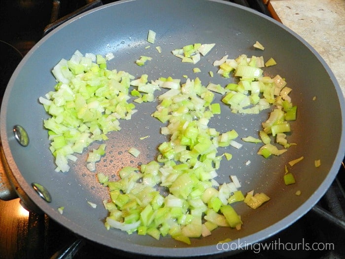 saute leeks in a small non-stick pan 