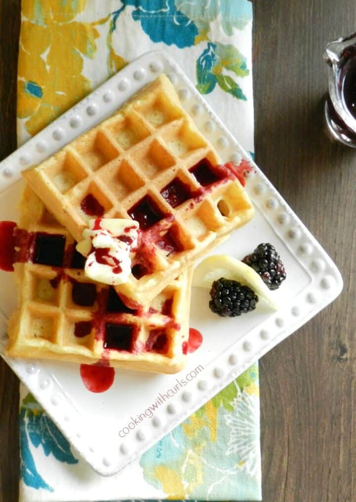 Lemon Belgian Waffles with Blackberry Syrup Cooking with Curls