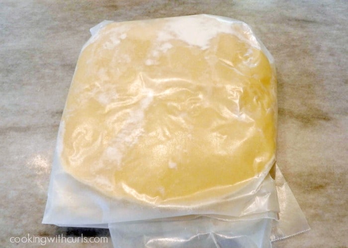Pop tart dough wrapped in wax paper. 