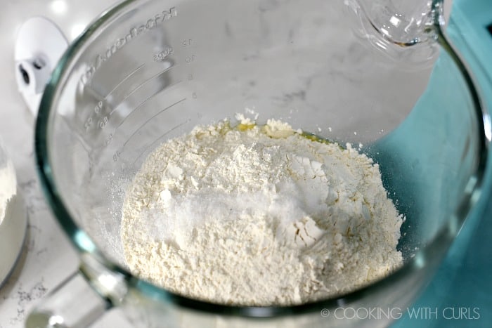 Add the oil, flour and salt to the yeast mixture cookingwithcurls.com