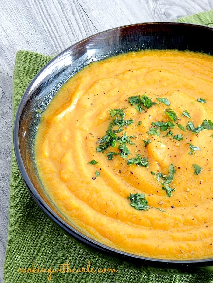 Creamy Carrot and Cauliflower Soup from cookingwithcurls.com