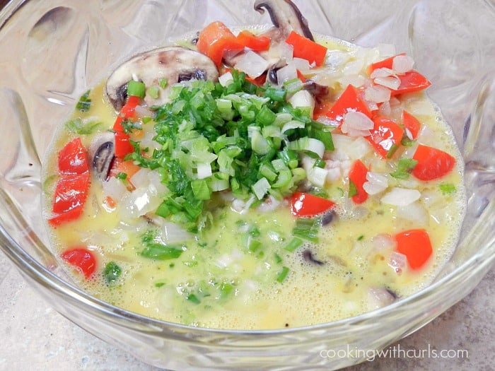 Mix the eggs with the vegetables in a large bowl cookingwithcurls