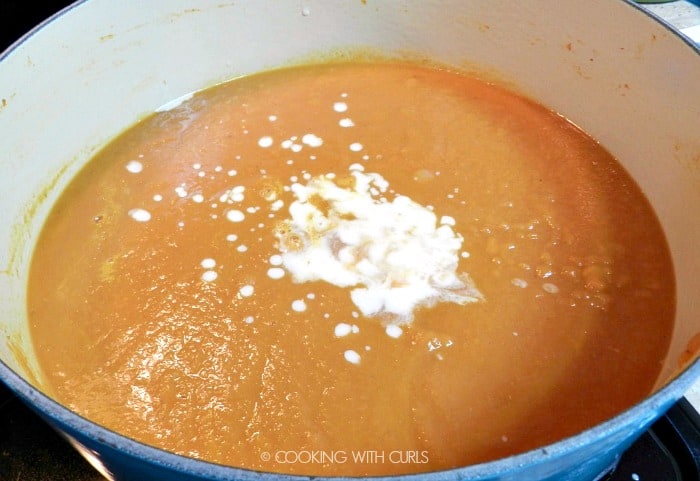 Blended pumpkin soup with yogurt cookingwithcurls.com