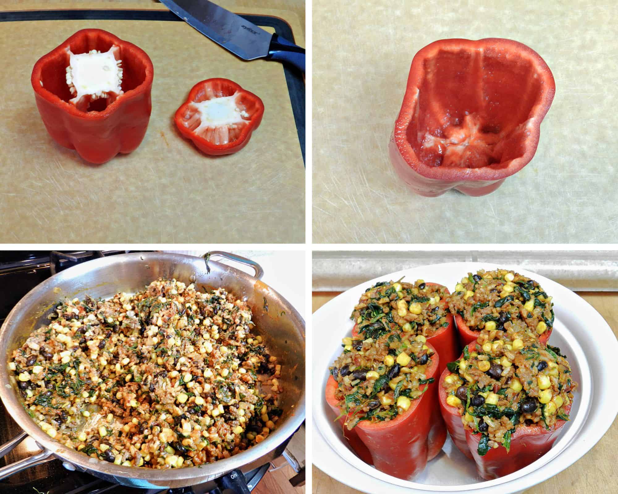 Stuffed Pepper preparation photo collage.