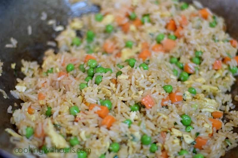 Rice and egg mixture tossed with soy sauce.