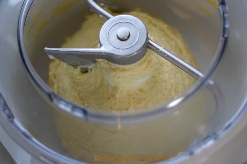 Kolache dough mixed in stand mixer bowl.