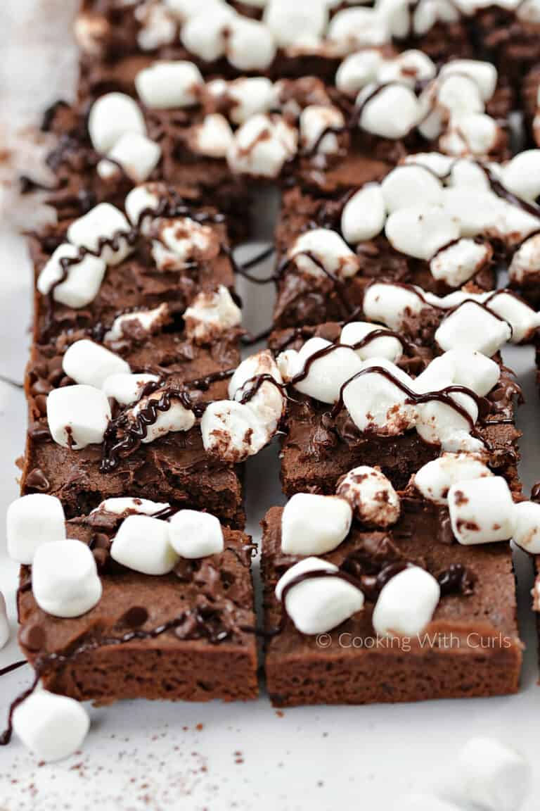 Peppermint Hot Chocolate Brownies - Cooking with Curls