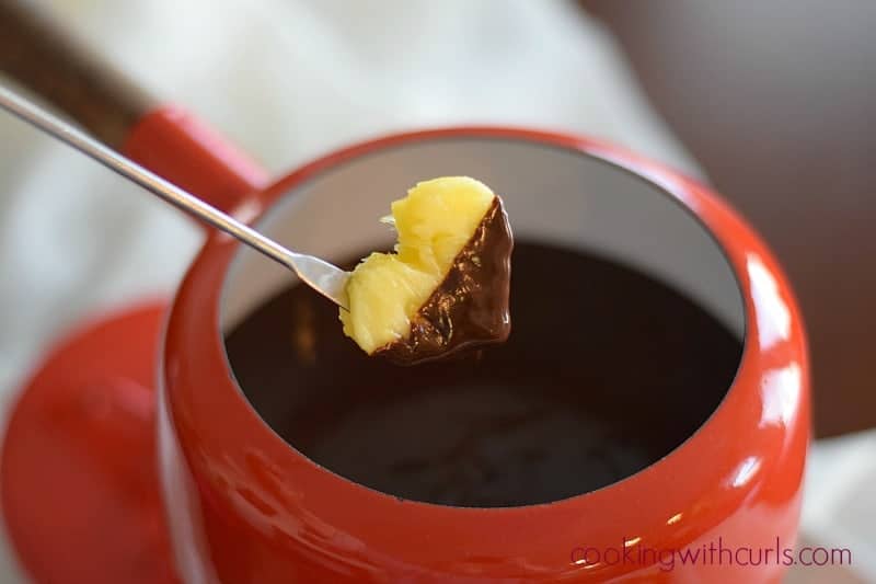 Dark Chocolate Cabernet Fondue Pineapple Heart cookingwithcurls.com