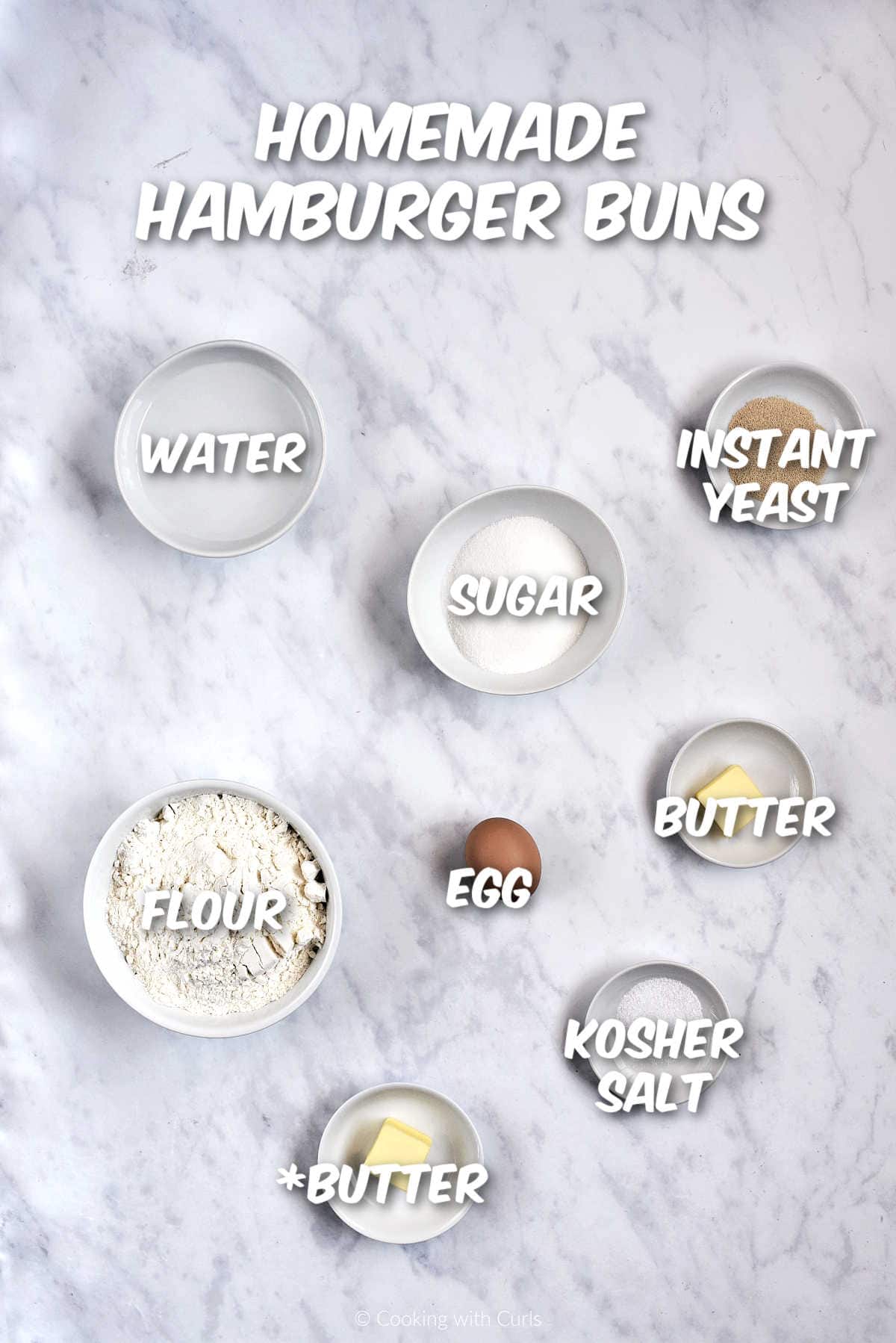 Ingredients to make homemade hamburger buns.