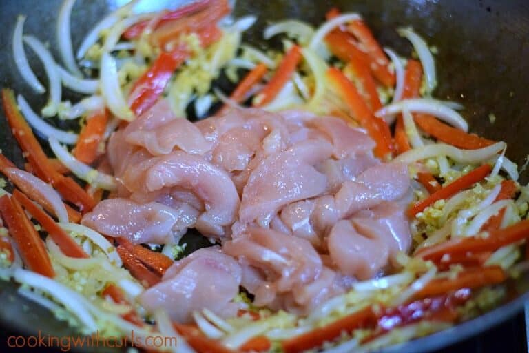 Paleo Chicken Stir Fry Cooking with Curls