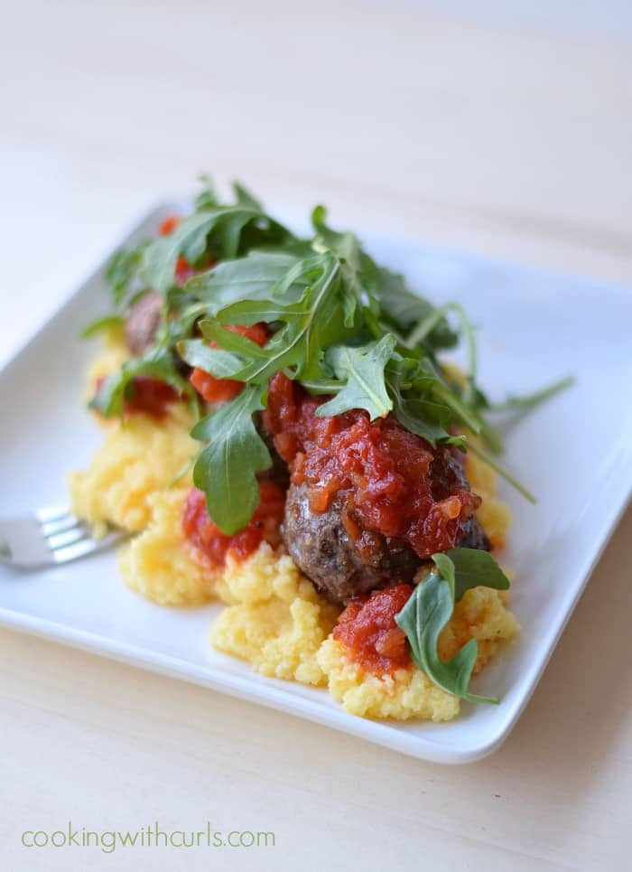 Relished Foods Lamb Meatballs with Creamy Polenta and Tomato Ragout by cookingwithcurls.com