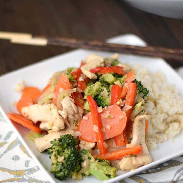 Paleo Chicken Stir Fry Cooking with Curls