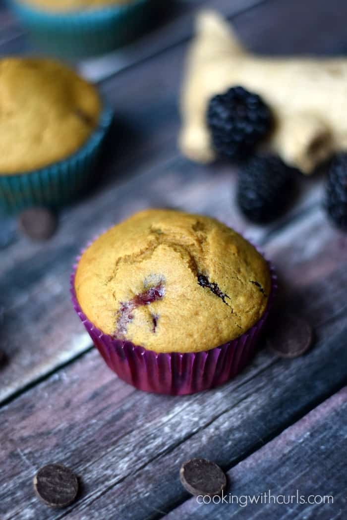 Clean Blackberry Ginger Chocolate Muffins Cooking with Astrology #Taurus cookingwithcurls.com #cleaneatingchallenge