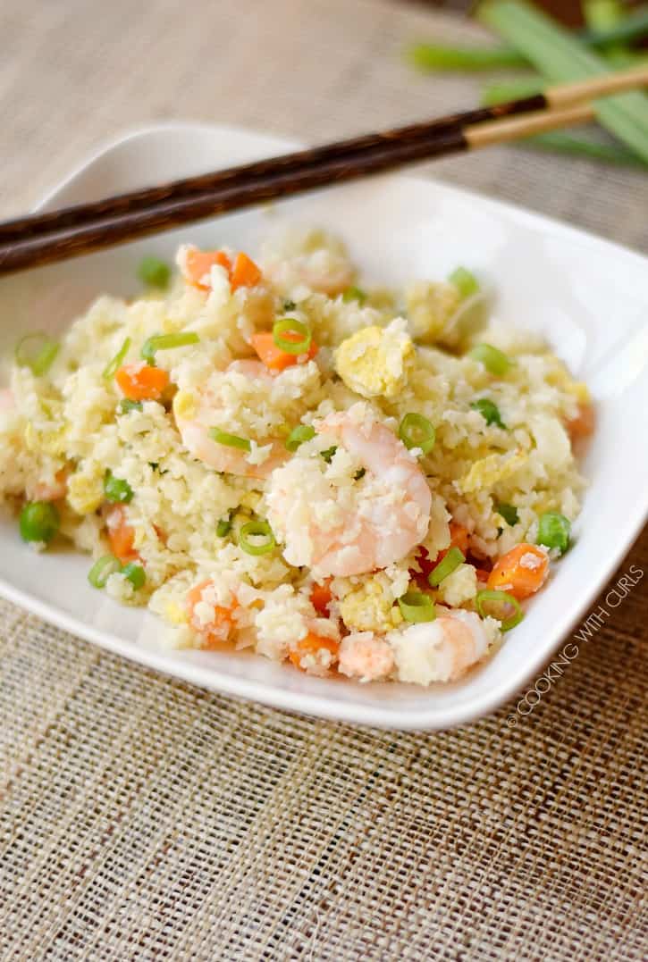Everyone in the family will love this healthy, Paleo Shrimp Fried Rice! cookingwithcurls.com