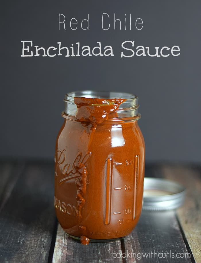 Red Chile Enchilada Sauce in a glass jar