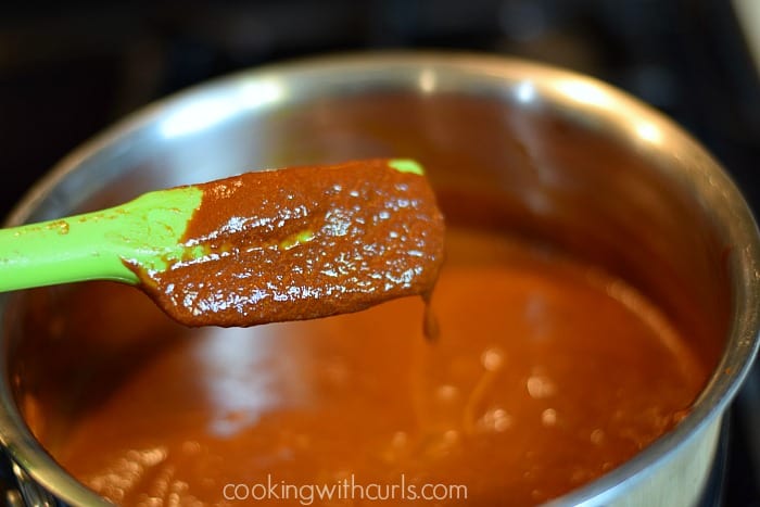 Red Chile Enchilada Sauce pan cookingwithcurls.com