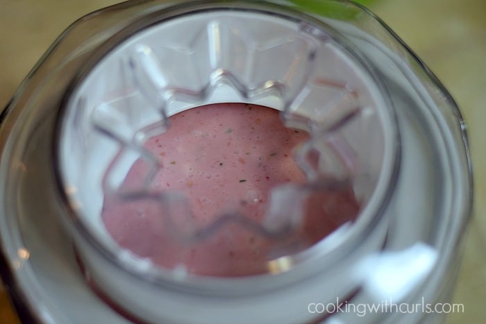 Raspberry Thyme mixture in an ice cream machine.