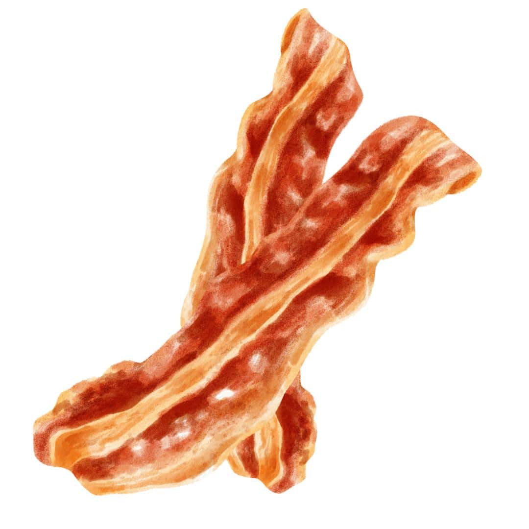 Two strips of bacon graphic.