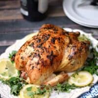 This Greek Roasted Chicken is crispy on the outside, tender and juicy on the inside and loaded with flavor! cookingwithcurls.com