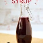 Blackberry Simple Syrup in a glass bottle with title graphic across the top.