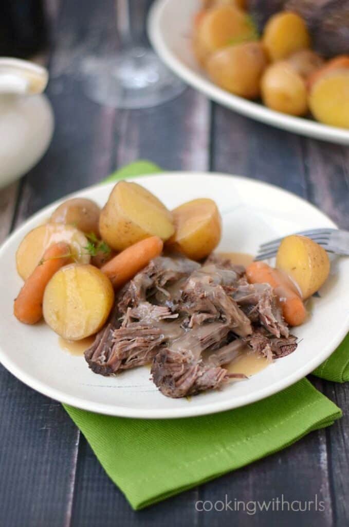 Slow Cooker Pot Roast Cooking with Curls