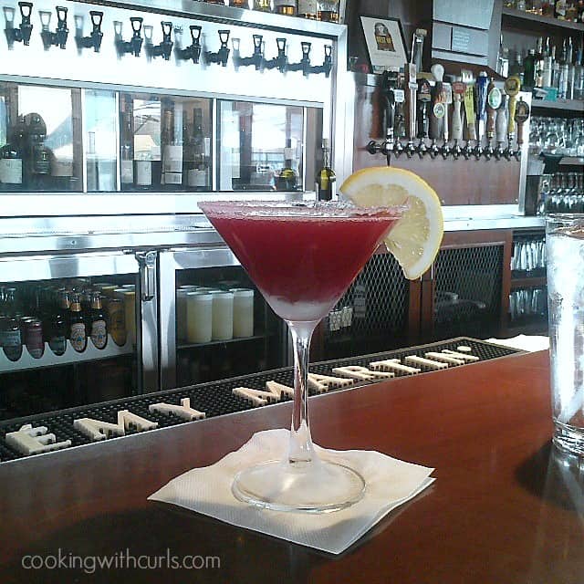 Huckleberry Lemon Drop Martini in a bar.