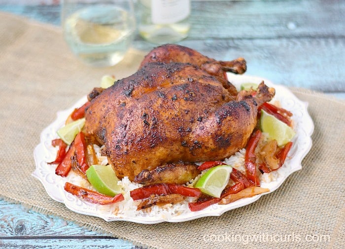 This Peruvian Roasted Chicken is full of flavor, tender and delicious! cookingwithcurls.com