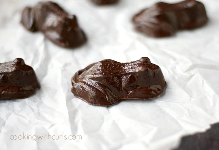Chocolate Frogs laying on parchment paper
