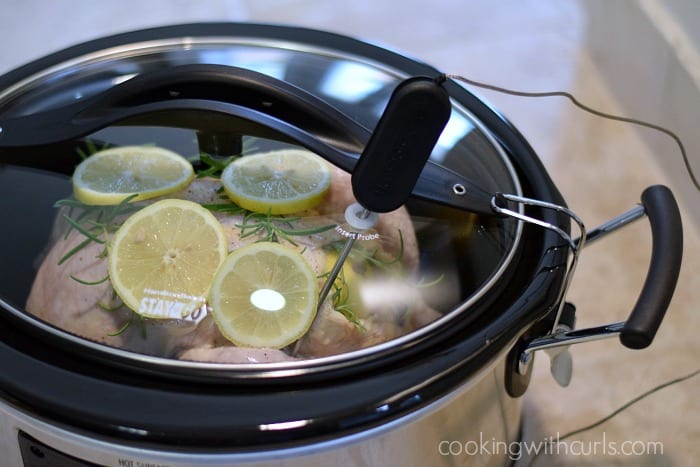 Slow Cooker Lemon Rosemary Chicken probe cookingwithcurls.com