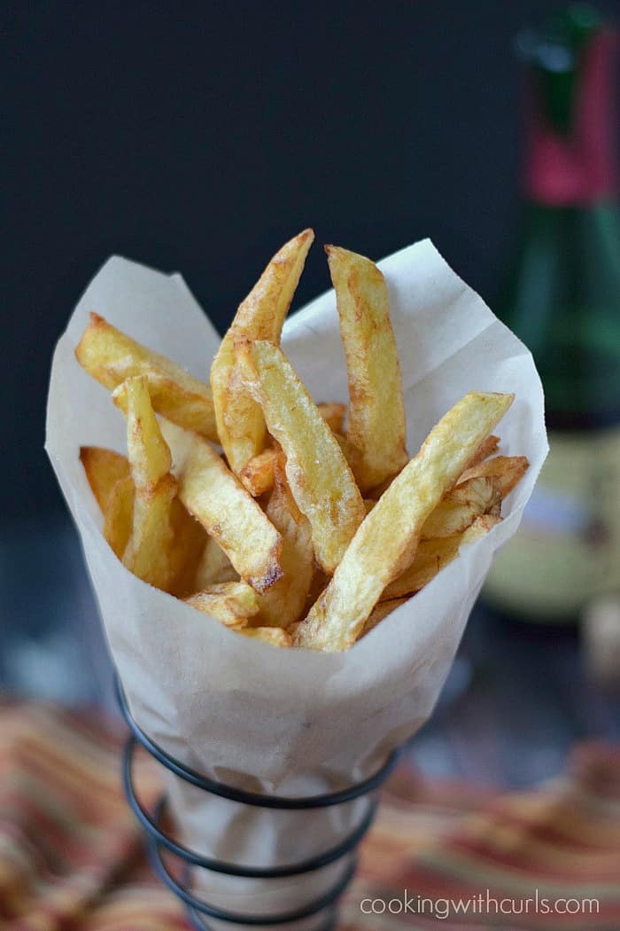 These Homemade French Fries are crispy on the outside and tender on the inside! cookingwithcurls.com