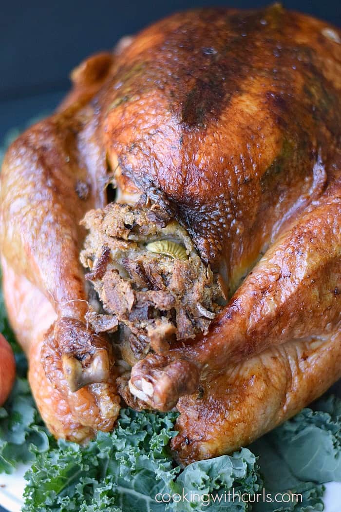 The backside of a stuffed Thanksgiving turkey