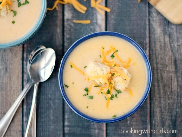 Potato Cheese Soup Cooking with Curls