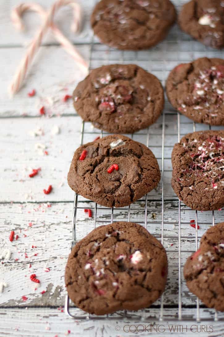 No one will be able to resist these Triple Chocolate Peppermint Cookies, they are holiday perfection! cookingwithcurls.com