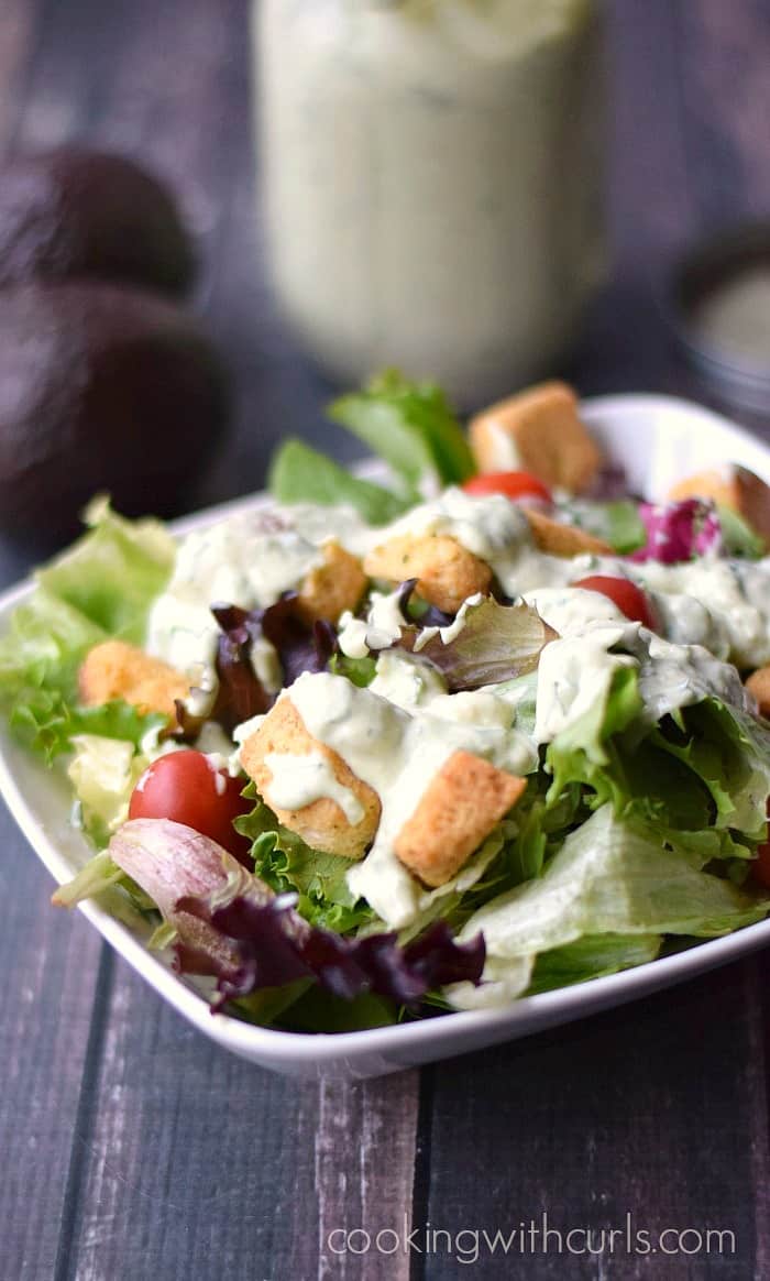 Jazz up your salads with this thick and creamy Avocado Ranch Dressing! cookingwithcurls.com
