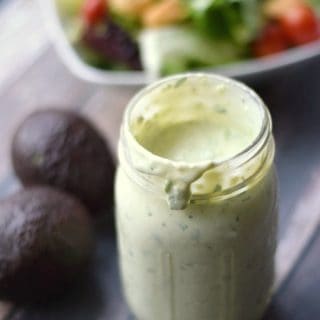 Thick and creamy Avocado Ranch Dressing is a fun twist on an old favorite! cookingwithcurls.com