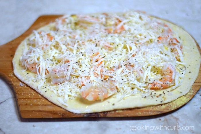 Shrimp Scampi Pizza cheese cookingwithcurls.com